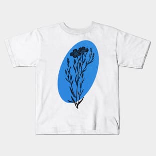 Flax flower linocut print Kids T-Shirt